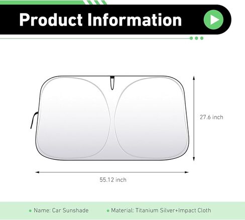 WZP Car Windshield Sun Shade, Thickened Reflective Windshield Sunshade, Foldable Sun Shield with Storage Bag, Universal Car Interior Accessories for Cars, Trucks, SUVs (55.12" × 27.5") in Saudi Arabia