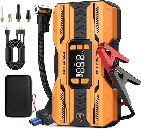 Nuynix Jump Starter with Air Compressor, 3000A Portable Car Battery Booster (Up to 9.0L Gas/7.0L Diesel) with 150PSI Auto-Shutoff Tire Inflator, 12V Lithium Jump Box, LED Display & Jumper Cables in Saudi Arabia