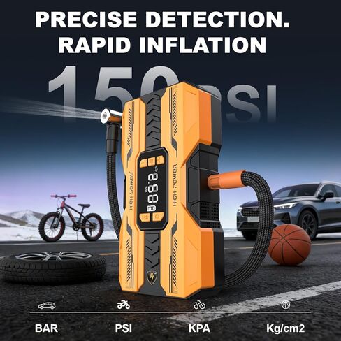 Nuynix Jump Starter with Air Compressor, 3000A Portable Car Battery Booster (Up to 9.0L Gas/7.0L Diesel) with 150PSI Auto-Shutoff Tire Inflator, 12V Lithium Jump Box, LED Display & Jumper Cables in Saudi Arabia