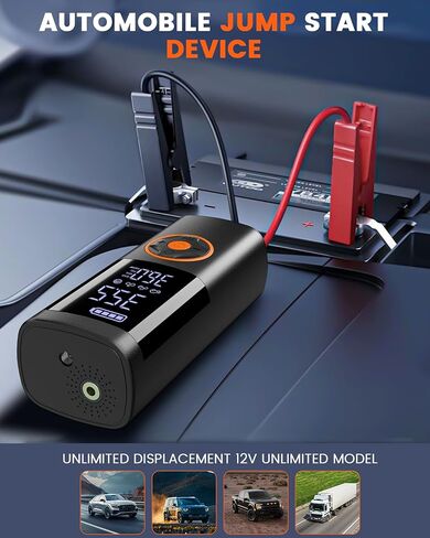 Jump Starter, Car Battery Jump Starter LED Display, 24000mAh Portable Jump Starter Battery Pack(10L Gas 10L Diesel Engine) with Booster, LED Light, Jumper Cables in Saudi Arabia