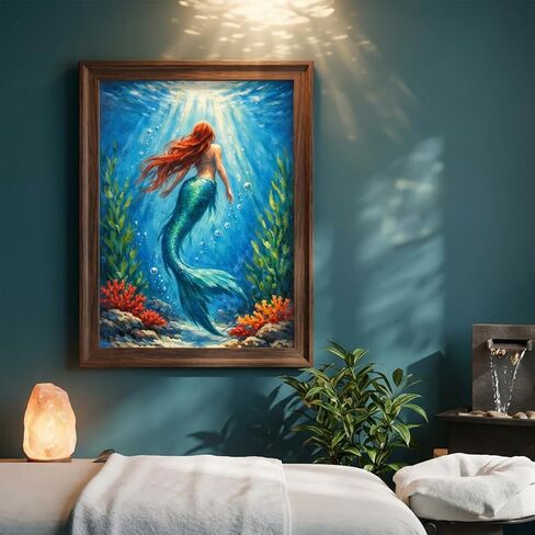 YOMEIA Diamond Art Kits for Adults, 5D Deep Sea MermaidDiamond Painting Kits Full Drill Round Gem Art, DIY Crafts Paint by Diamonds for Home Wall Decor, Gifts for Beginners 12x16 Inch in Saudi Arabia