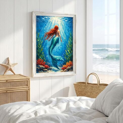 YOMEIA Diamond Art Kits for Adults, 5D Deep Sea MermaidDiamond Painting Kits Full Drill Round Gem Art, DIY Crafts Paint by Diamonds for Home Wall Decor, Gifts for Beginners 12x16 Inch in Saudi Arabia