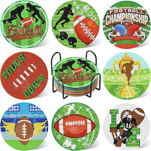Mandun 8 Pcs Motorcycle Diamond Art Painting Coaster Kit, Diamond Painting Coasters with Holder, Motorcycle Dot Art for Adults Crafts Cup Mat House Warming Gifts Non-Slip in Saudi Arabia