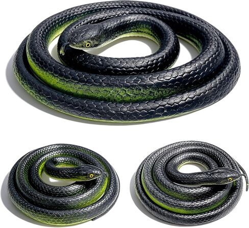 LRCXL 3 Pack Rubber Snakes Fake Snake, Realistic Large Snakes Toy Keep Birds Away, Fake Black Mamba Toy (47" & 31.5") Scare Squirrels, Mice, Pranks Halloween Decoration Props in Saudi Arabia