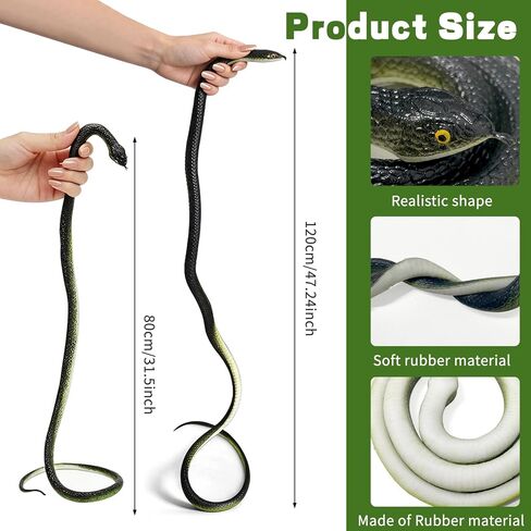 LRCXL 3 Pack Rubber Snakes Fake Snake, Realistic Large Snakes Toy Keep Birds Away, Fake Black Mamba Toy (47" & 31.5") Scare Squirrels, Mice, Pranks Halloween Decoration Props in Saudi Arabia