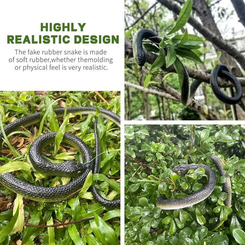 LRCXL 3 Pack Rubber Snakes Fake Snake, Realistic Large Snakes Toy Keep Birds Away, Fake Black Mamba Toy (47" & 31.5") Scare Squirrels, Mice, Pranks Halloween Decoration Props in Saudi Arabia