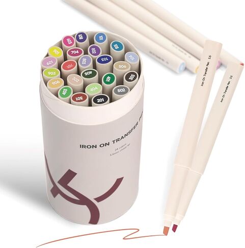 Iron On Transfer Pens, Embroidery Heat Transfer Marker, 3.5mm/1mm/0.5mm Sublimation Markers for T-Shirts Pillow Clothes Canvas (ETP336-36Colors) in Saudi Arabia
