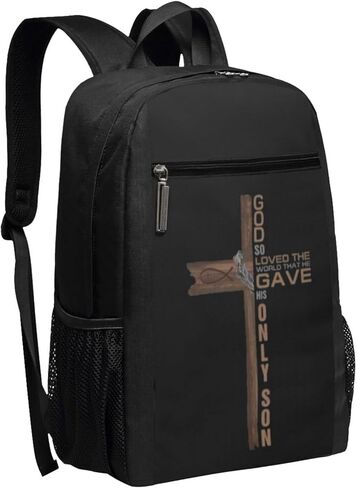 Religious Cross John 3-16 God Loved The World Jesu Travel Laptop Backpack, Business Anti Theft Slim Sturdy Laptops Backpacks, College Computer Bag Gift for Men & Women Fits 17 Inch Notebook,Black in Saudi Arabia