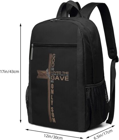 Religious Cross John 3-16 God Loved The World Jesu Travel Laptop Backpack, Business Anti Theft Slim Sturdy Laptops Backpacks, College Computer Bag Gift for Men & Women Fits 17 Inch Notebook,Black in Saudi Arabia