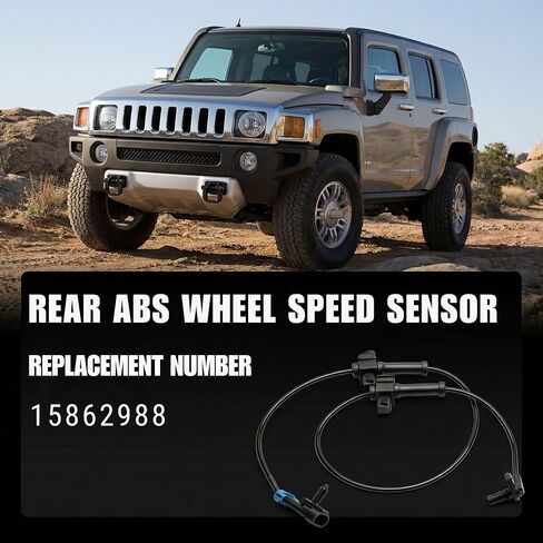 Rear ABS Wheel Speed Sensor Compatible with Hummer H3 2006-2010 H3T 2009-2010 Rear Left or Right | Replace OE 15862988 | Anti Lock Brake Wheel Speed Sensor | 1 Pack in Kuwait