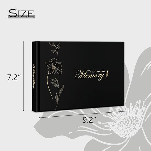 in Loving Memory Funeral Guest Book for Memorial Service - 7.2 x 9.2 Inch Gold Floral Hardcover with Table Sign, Metal Pen & Keepsake Box - Holds 300+ Guests in Saudi Arabia