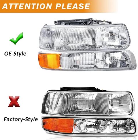 A&P 4PCS Headlight Assembly Chrome Housing Clear Lens For Chevy 00-06 Tahoe Suburban 1500 2500/99-02 Silverado 1500 2500/01-02 Silverado 1500HD 2500HD 3500 in Saudi Arabia