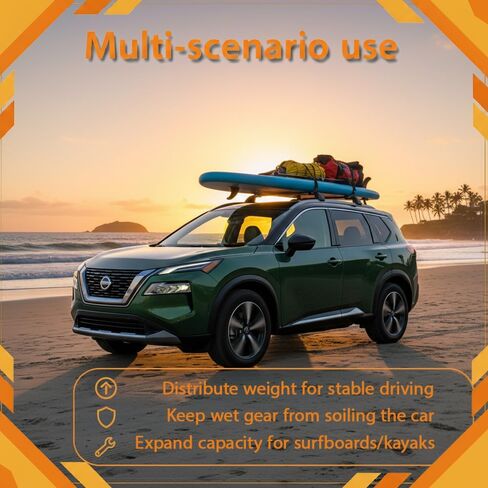 US Stock Silver Roof Rack Cross Bars Fits for Rogue 2021-2026 The roof bar can only be Used if The car is Equipped with Luggage Rack Upright Poles When Purchased in Saudi Arabia