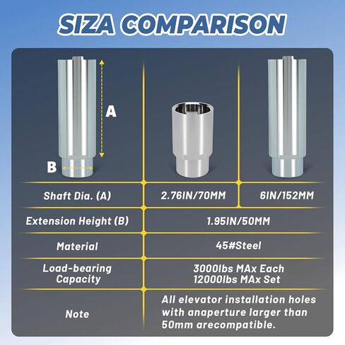4Pcs - 49MM ID 2.76"/70MM Height 2 Post Lift Adapters, Car Truck Lift Tall Stack Extension Adapter Fit for Universal 2 Post Lift Tall Vehicles Adapters Pins in Kuwait