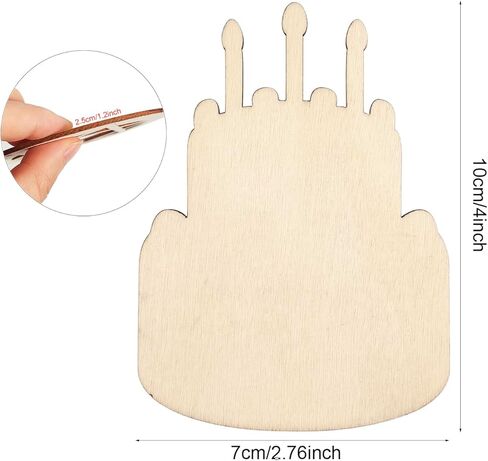 30 Pack 4 Inch Wood Birthday Cake Cutouts Unfinished Wood Cake Crafts Wooden Hanging Ornaments DIY Birthday Cake Craft Gift Tags in Kuwait