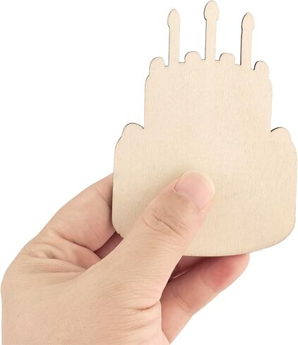 30 Pack 4 Inch Wood Birthday Cake Cutouts Unfinished Wood Cake Crafts Wooden Hanging Ornaments DIY Birthday Cake Craft Gift Tags in Kuwait