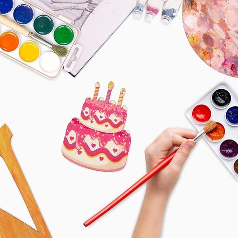 30 Pack 4 Inch Wood Birthday Cake Cutouts Unfinished Wood Cake Crafts Wooden Hanging Ornaments DIY Birthday Cake Craft Gift Tags in Kuwait