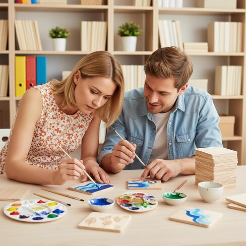 36 PCS Wood Coasters for Crafts, Unfinished Wood Coasters Bulk Wooden Coaster for Crafts with Anti-Slip Pads Natural Color DIY Coaster for DIY Creation, Painting, Sculpting and Home Decoration in Saudi Arabia