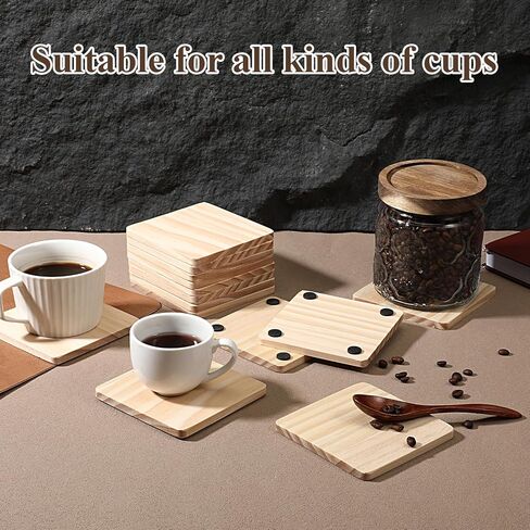 36 PCS Wood Coasters for Crafts, Unfinished Wood Coasters Bulk Wooden Coaster for Crafts with Anti-Slip Pads Natural Color DIY Coaster for DIY Creation, Painting, Sculpting and Home Decoration in Saudi Arabia