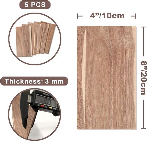 Acacia Wood Sheets 4x8 inch, 1/8" Thick Lumber Board Solid Panel Veneer Plank for Crafts - Pack of 5 by Craftiff in Kuwait