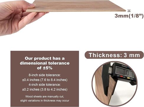 Acacia Wood Sheets 4x8 inch, 1/8" Thick Lumber Board Solid Panel Veneer Plank for Crafts - Pack of 5 by Craftiff in Kuwait