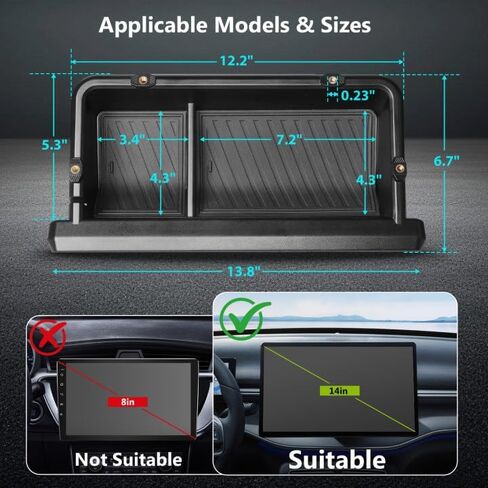 AZEAM Dashboard Behind Screen Storage Box (14 Inch Screen Only) for 2024 2025 2026 Toyota Tacoma & 2025 2026 4Runner Accessories, Center Console Organizer Tray with Anti-Slid Silicone Pad in Saudi Arabia