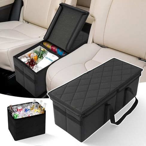 Car Seat Organizer for Kia Sorento 2026 2025 2024-2021 w/Built-In Cooler Bag, Car Second Console Organizer w/Non-Slip Strips, Foldable Backseat Organize for Dog Toys Kids Snacks Travel Storage Box in Saudi Arabia