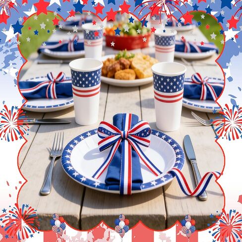 FULZTEY 55 Yards Patriotic Ribbon,Red White and Blue Grosgrain Ribbons for Gift Wrapping,1 cm Patriotic Fabric Ribbon,4th of July Striped Ribbon for 250th Anniversary Independence Day DIY Crafts in Saudi Arabia