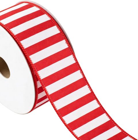 Meseey 2.5 Inch Sage Green White Stripe Wired Ribbon 10 Yards, Farmhouse Striped Wired Edge Ribbon for Wreaths, Gift Wrapping, DIY Crafts, Wedding, Baby Shower & Home Holiday Decoration in Kuwait