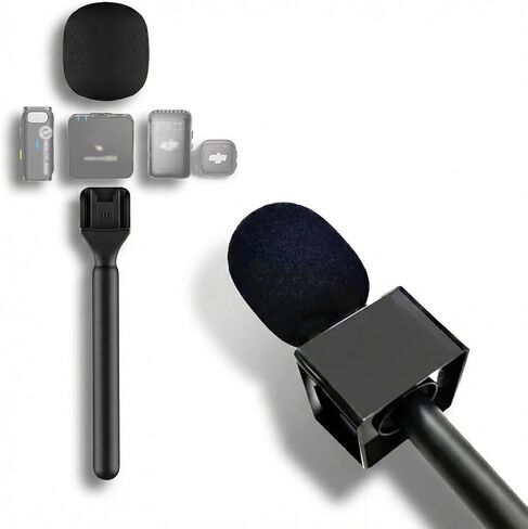 حامل حامل علم الميكروفون لـ DJI Mic 1/2 / Rode Wireless GO II مقبض لاسلكي للمقابلة مع محول ميكروفون Lavalier حامل محمول لجيب Osmo 3 Mic 2 جهاز إرسال/Hollyland Lark M1 /Synco/Movo in Saudi Arabia