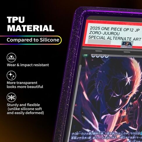 Stackable Slab Guard for PSA 35PT Card Birck, 6-Pack TPU Slab Bumper Guard Protector with Transparent UV-Resistant Back Panel for PSA Graded Card Only, Gradient Color Glitter Limited Edition in Kuwait