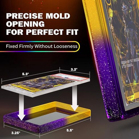 Stackable Slab Guard for PSA 35PT Card Birck, 6-Pack TPU Slab Bumper Guard Protector with Transparent UV-Resistant Back Panel for PSA Graded Card Only, Gradient Color Glitter Limited Edition in Kuwait