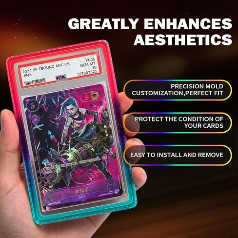 Stackable Slab Guard for PSA 35PT Card Birck, 6-Pack TPU Slab Bumper Guard Protector with Transparent UV-Resistant Back Panel for PSA Graded Card Only, Gradient Color Glitter Limited Edition in Kuwait