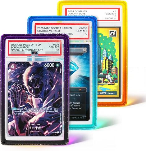 Stackable Slab Guard for PSA 35PT Card Birck, 6-Pack TPU Slab Bumper Guard Protector with Transparent UV-Resistant Back Panel for PSA Graded Card Only, Gradient Color Glitter Limited Edition in Kuwait