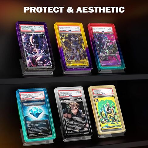 Stackable Slab Guard for PSA 35PT Card Birck, 6-Pack TPU Slab Bumper Guard Protector with Transparent UV-Resistant Back Panel for PSA Graded Card Only, Gradient Color Glitter Limited Edition in Kuwait