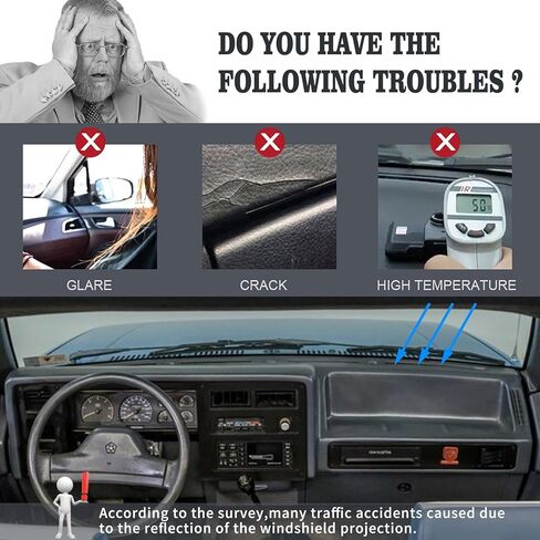 Dashboard Cover Custom Fit for 1987 1988 1989 1990 1991 1992 1993 1994 1995 1996 Dodge Dakota, Dash Cover Mat Pad Carpet Protector (Black) in Saudi Arabia