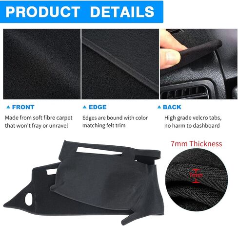 Dashboard Cover Custom Fit for 1987 1988 1989 1990 1991 1992 1993 1994 1995 1996 Dodge Dakota, Dash Cover Mat Pad Carpet Protector (Black) in Saudi Arabia