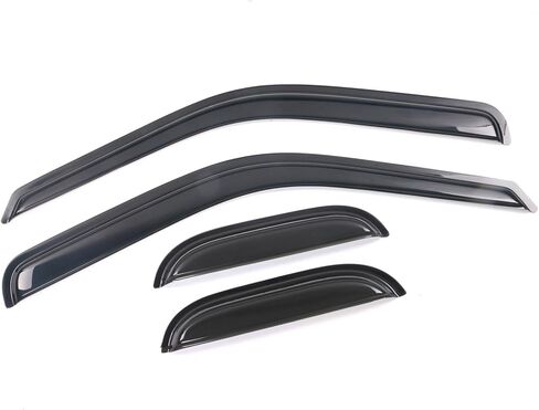 IKON MOTORSPORTS Tape On External Window Visors, Compatible with 1999-2016 Ford F-250 F350 F450 Super Duty Extended Cab, Smoke Tint in Kuwait