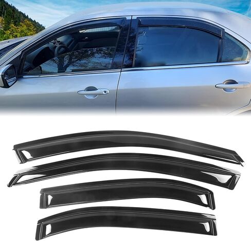 FREEMOTOR802® Tape-on Side Window Visors Wind Deflectors Rain Guards Vent Visors, Compatible with 2006-2012 Ford Fusion & 2007-2012 Lincoln MKZ, Slim Style Smoke Tinted Acrylic 4 Pieces in Kuwait