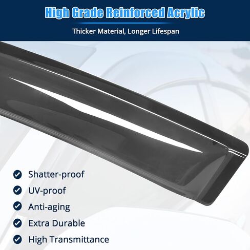 FREEMOTOR802® Tape-on Side Window Visors Wind Deflectors Rain Guards Vent Visors, Compatible with 2006-2012 Ford Fusion & 2007-2012 Lincoln MKZ, Slim Style Smoke Tinted Acrylic 4 Pieces in Kuwait