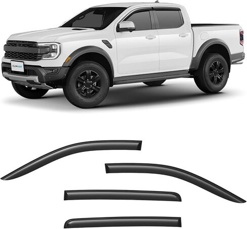 CLIM ART Incredibly Durable Rain Guards for Ford Ranger 2024-2026 SuperCrew, Original Tape-on Window Deflectors, Vent Deflector, Window Visors, Car Accessories, 4 pcs. - 424095 in Kuwait