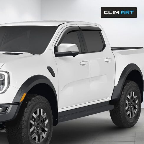 CLIM ART Incredibly Durable Rain Guards for Ford Ranger 2024-2026 SuperCrew, Original Tape-on Window Deflectors, Vent Deflector, Window Visors, Car Accessories, 4 pcs. - 424095 in Kuwait
