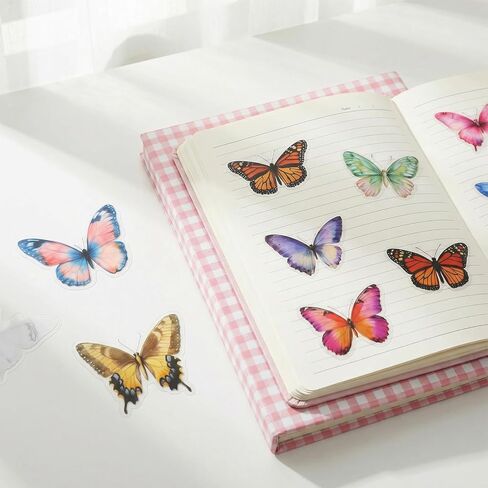50 Pcs Butterflies for Crafts, Butterfly Stickers Transparent PET Colorful Realistic Butterflies Sticker for Scrapbook, Journal, Junk Journal, Collage, Waterproof for Resin, Craft & Scrapbook Supplies in Kuwait