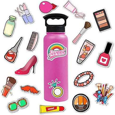 50pcs Funny Lady Makeup Stickers, Mixed Different Lipstick Cosmetic Mirror Sticker for Laptops Decals Phone Water Bottle Computer Award Sticker, Waterproof PVC Vinyl in Kuwait