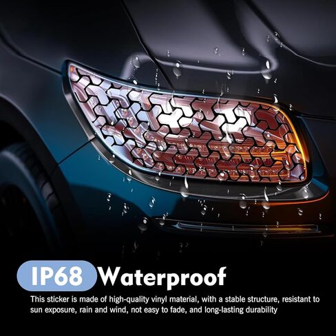 2 PCS Honeycomb Car Tail Light Sticker, 18.9" x 11.8" Self-Adhesive Creative Tail Light Film, Waterproof Auto Rear Lamp Honeycomb Trim Decal, Universal for Most Cars, SUVs, Trucks (Black) in Saudi Arabia
