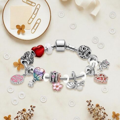 100Pcs Stopper Charms Compatible with Pandora, 6mm Charm Bracelet Spacers,Silicone Beads Stopper Spacer Locating Compatible with Pandora Bracelets in Saudi Arabia
