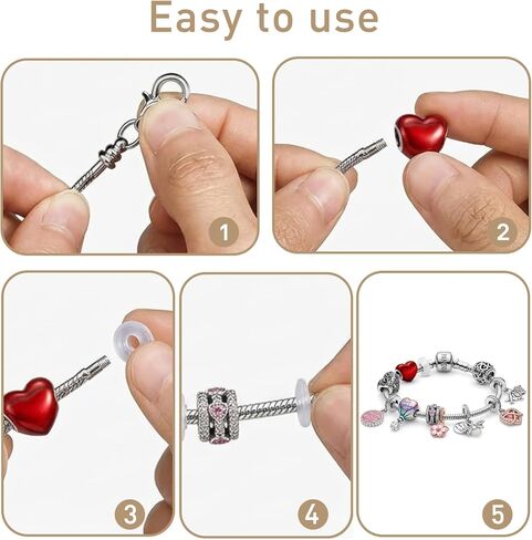 100Pcs Stopper Charms Compatible with Pandora, 6mm Charm Bracelet Spacers,Silicone Beads Stopper Spacer Locating Compatible with Pandora Bracelets in Saudi Arabia