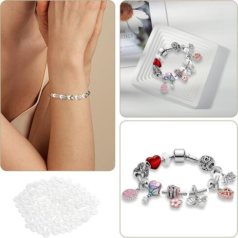 100Pcs Stopper Charms Compatible with Pandora, 6mm Charm Bracelet Spacers,Silicone Beads Stopper Spacer Locating Compatible with Pandora Bracelets in Saudi Arabia