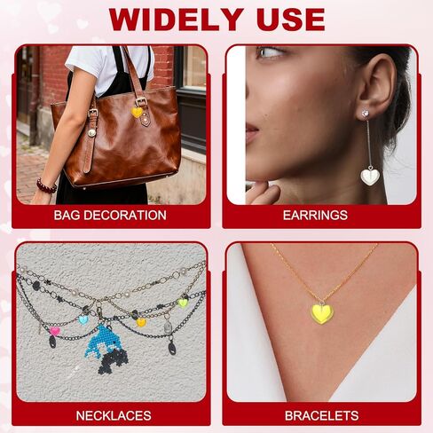 MECCANIXITY سحر القلب الراتنج، عيد الحب الحب القلب المعلقات شفافة سلاسل المفاتيح سحر DIY بها بنفسك صنع المجوهرات سوار قلادة أقراط ديكور الحفلات in Kuwait