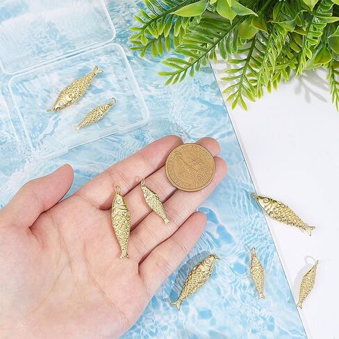 AHANDMAKER 8Pcs 18K Gold Plated Fish Charms Cubic Zirconia Sea Animal Lucky Fish Charm Pendants Hanging Pendants for DIY Bracelet Necklace Earrings Jewelry Making Crafting Accessories in Kuwait